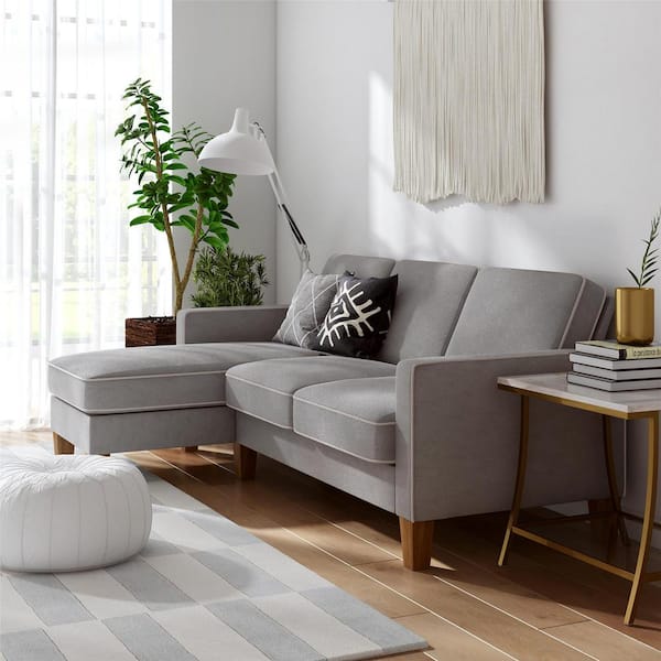Novogratz Bowen Gray Sectional Sofa with Contrast Welting DA036SEC