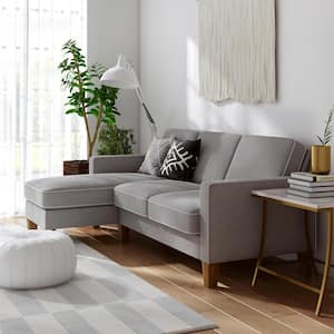 Bowen Gray Sectional Sofa with Contrast Welting