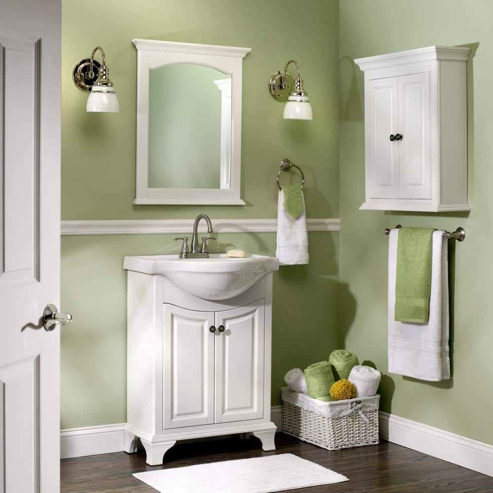 White Freestanding Vanity Cabinet with Vitreous China Sink