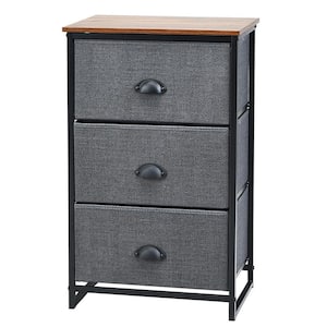 29 in. H x 18 in. W x 12 in. D Black 3-Drawers Nightstand Side Table Storage Tower Dresser Chest Home Office