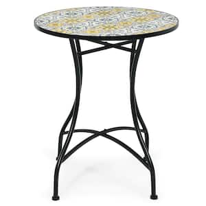 28 in. Yellow Round Metal Outdoor Bistro