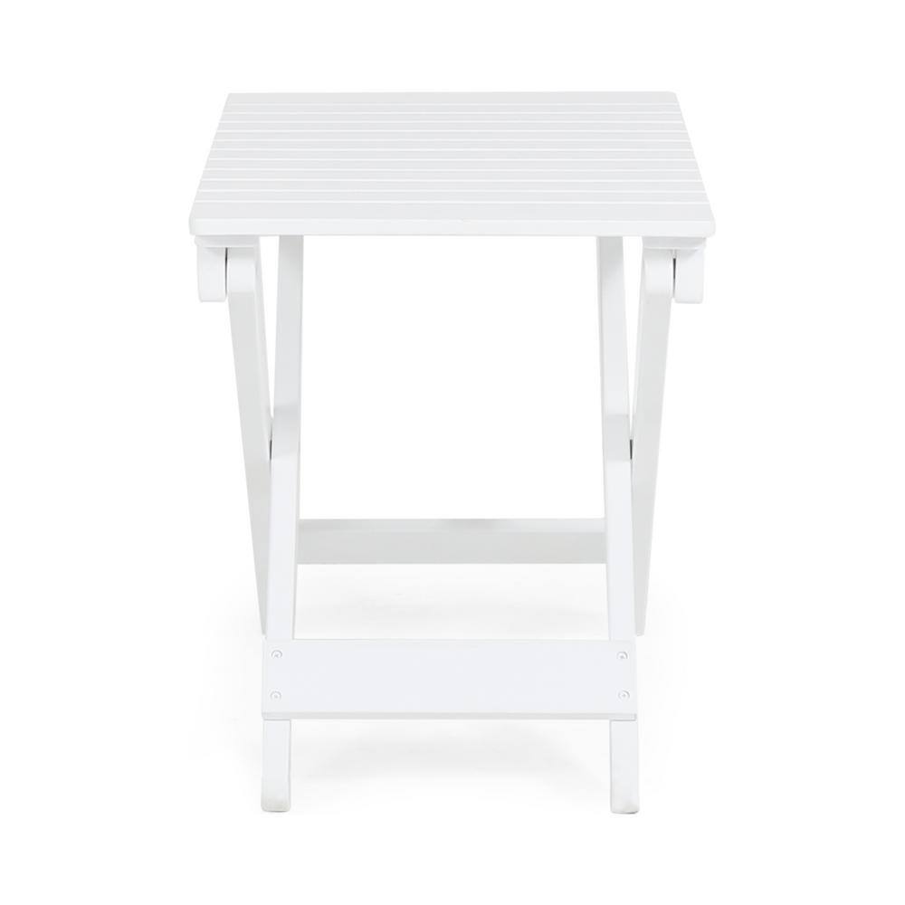 White Folding Wood Outdoor Patio Side Table