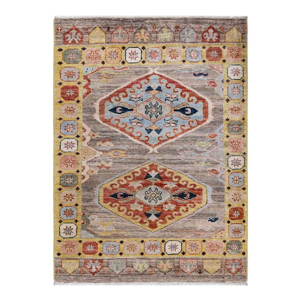 Solo Rugs Oushak One-of-a-Kind Traditional Beige 4 ft. x 6 ft. Hand Knotted Tribal Area Rug