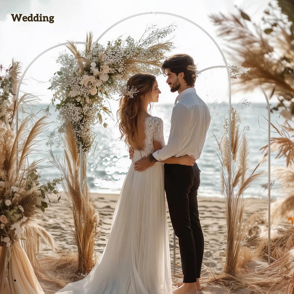 White Metal Wedding Arch Backdrop Stand Set of 3