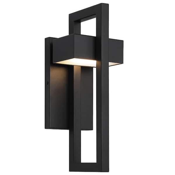 1-Light Black LED Outdoor Wall Lantern Sconce