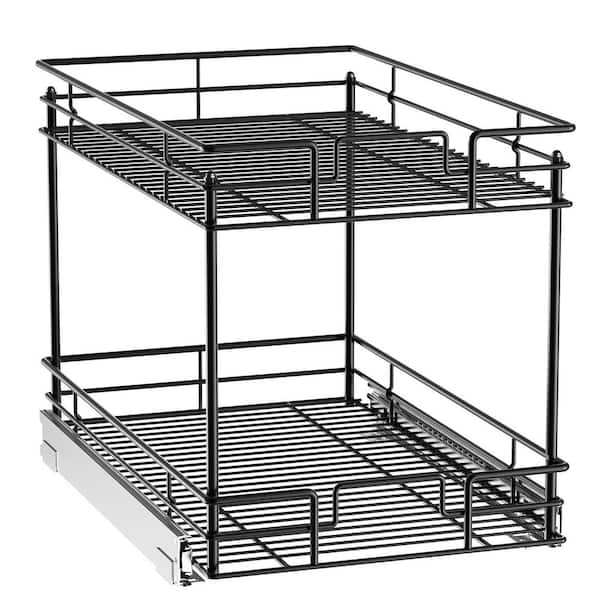 HOMLUX 15 in. H x 14 in. W x 21 in. D Black Metal Pull-Out Organizer