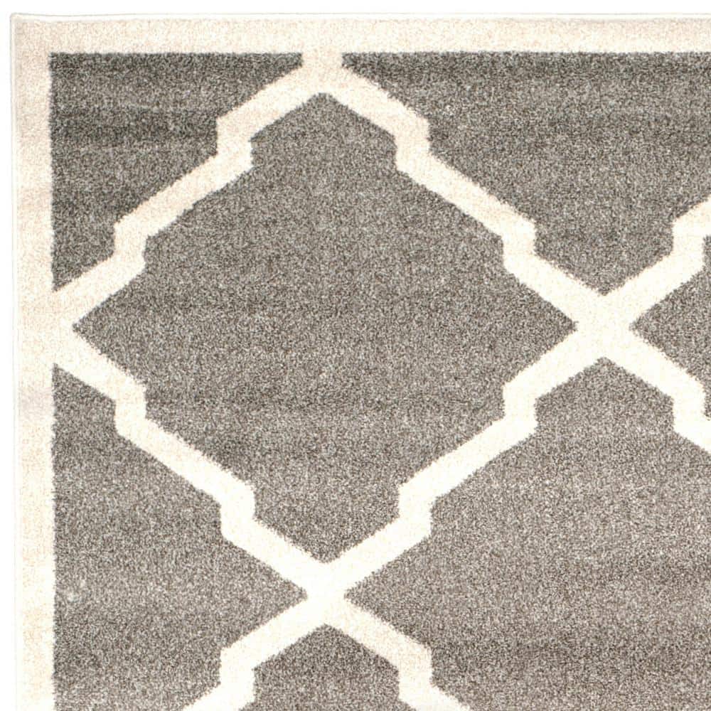Gray and Beige Moroccan Trellis Outdoor Area Rug