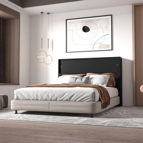 Polifurniture Victoria Black QueenSize Storage Headboard 402301890002 The Home Depot