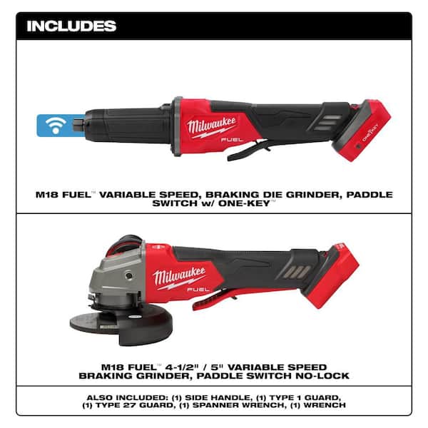 M18 FUEL 18V Lith-Ion Brushless Cordless 2-3 in. Variable Speed Die Grinder Paddle Switch and Variable Speed Grinder