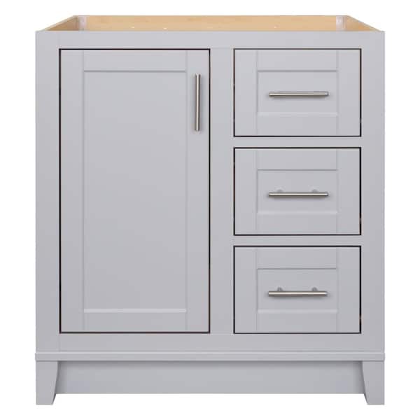 Glacier Bay Kinghurst 30 in. W x 21 in. D x 33.5 in. H Bath Vanity Cabinet without Top in Dove Gray