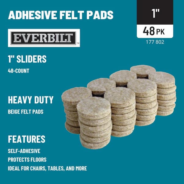 1 in. Beige Round Felt Heavy Duty Self Adhesive Furniture Pads (48-Pack)
