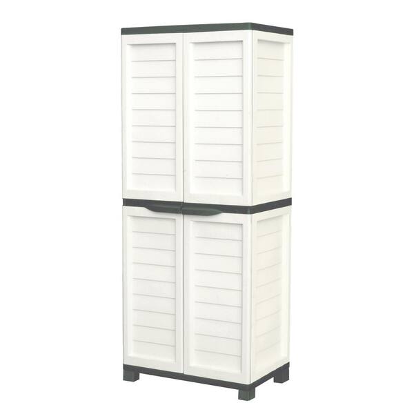 Starplast 2 ft. 5.5 in. x 1 ft. 8 in. x 5 ft. 9 in. Plastic Beige/Green Storage Cabinet with 4 Shelves