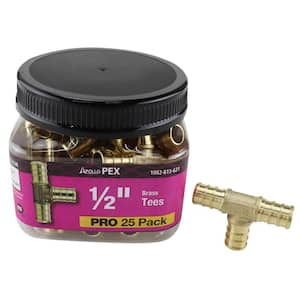 1/2 in. Brass PEX-B Barb Tee Pro Pack (25 Pack)