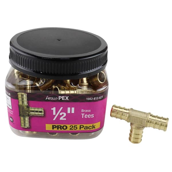Apollo 1/2 in. Brass PEX-B Barb Tee Pro Pack (25 Pack)