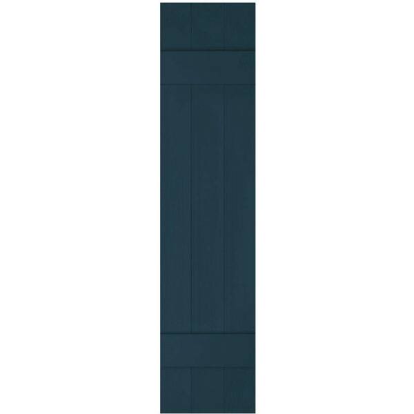 Ekena Millwork 10-1/2 in. x 41 in. Lifetime Vinyl Custom Three Board Joined Board and Batten Shutters Pair Midnight Blue