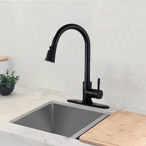 Single-Handle Pull-Down Sprayer Kitchen Faucet Stainless Steel with Swivel Spout in Matte Black