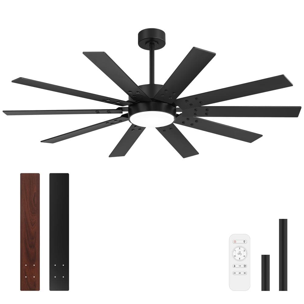 60 in. Outdoor/Indoor Black and Walnut 10 Blades Large Ceiling Fan with Lights and Remote price history on PriceWatchPro