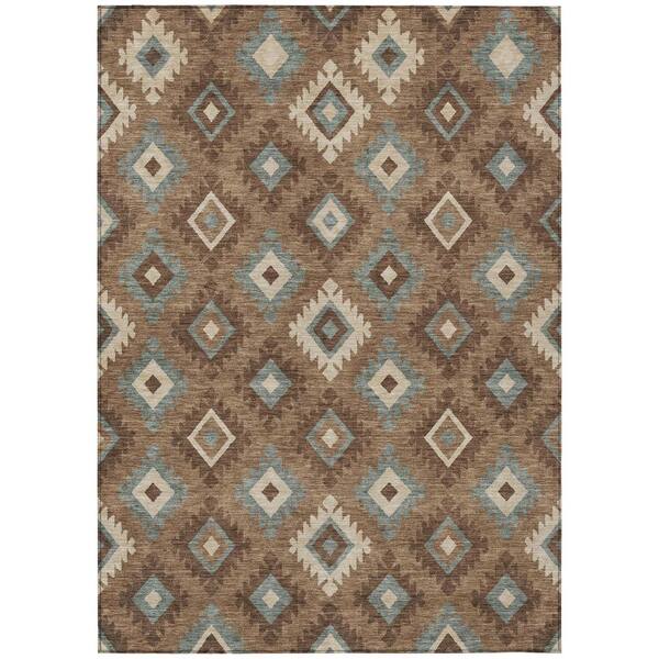 Chantille Machine Washable Indoor/Outdoor Abstract ACN2952 Mocha 10 ft. x 14 ft. Area Rug