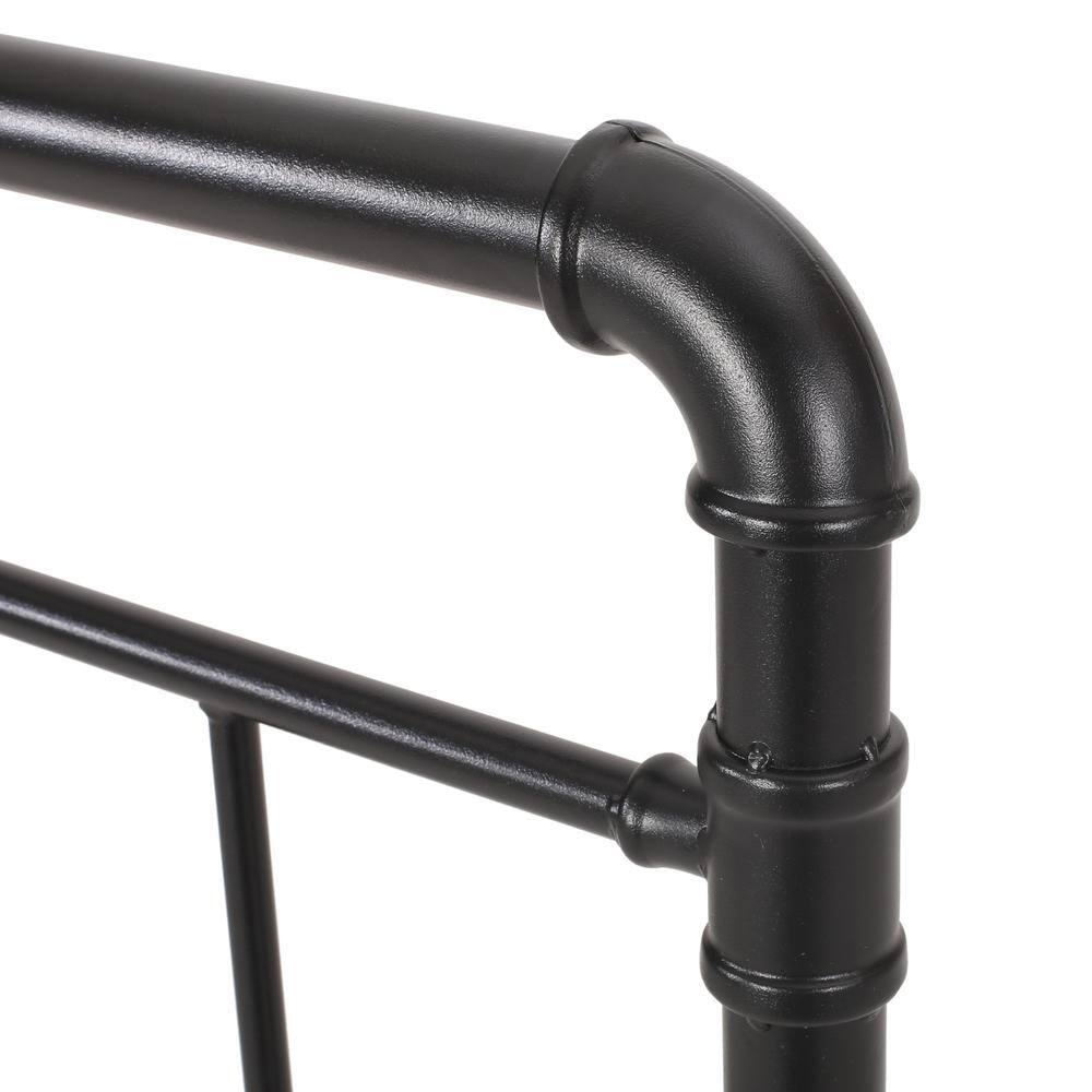 Industrial Black Iron Queen Headboard with Pipe Slat Design