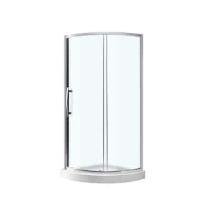 31 in. x 72.80 in. Semi-Frameless Corner Sliding Shower Door in Chrome