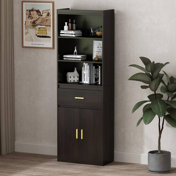 Moberly bookcase with doors outlet black