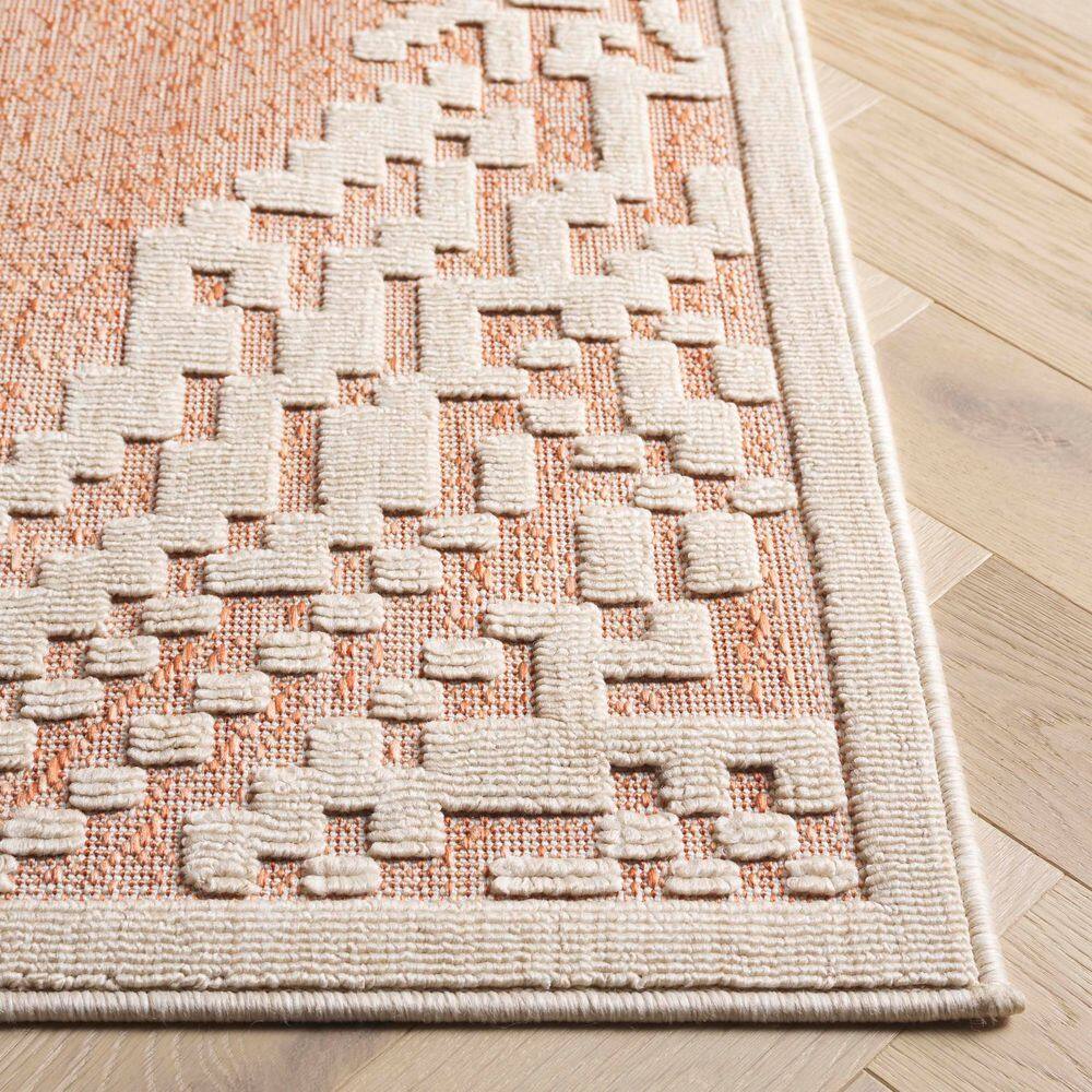 Ivory Geometric 9' x 12' Wool Blend Indoor/Outdoor Rug