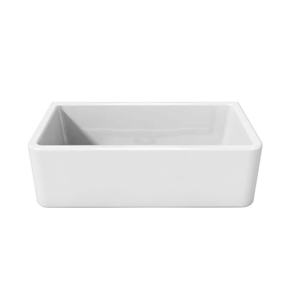 33" White Fireclay Farmhouse Apron Sink
