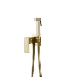 Wall Mount Handheld Bidet Attachment Single-Handle Bidet Faucet with Handle and Mixer Body in Brushed Gold