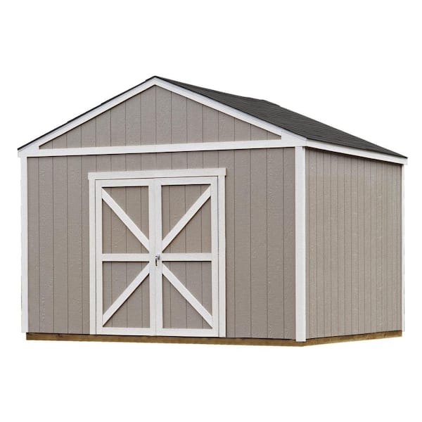 Handy Home Products Installed Columbia 12 ft. x 12 ft. Wood Storage Shed with Black Onyx Shingles