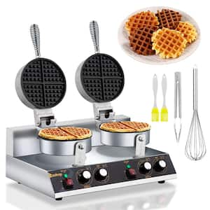 2400-Watt Double Head Stainless Steel Waffle Cone Commercial Electric Waffle Maker