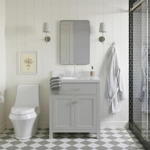 Bristol 31 in. W x 21.5 in. D x 36 in. H Freestanding Bath Vanity in Grey with Pure White Quartz Top