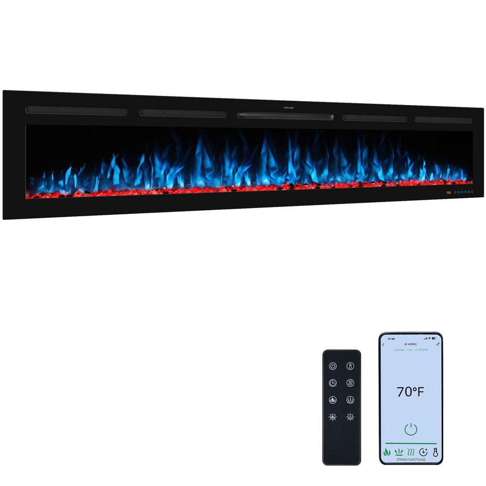 72 in. Wi-Fi Electric Fireplace Inserts, 13 Flame & Fuel Bed Colors, 5 Adjustable Brightness, Timer, Thermostat, Black price history on PriceWatchPro
