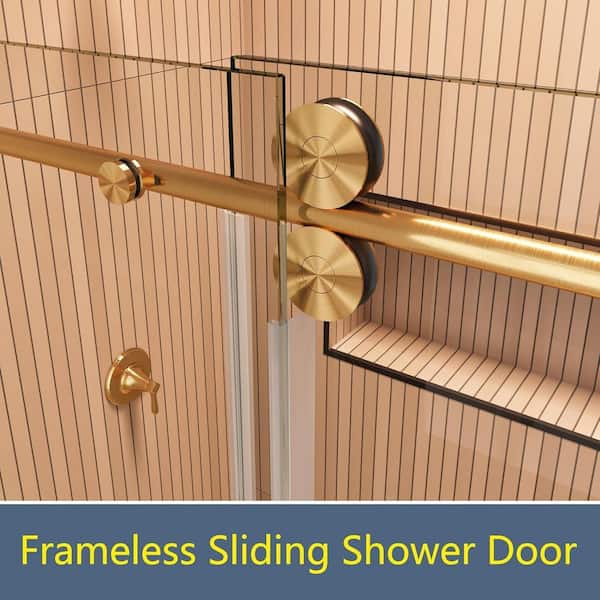 LASIHEM 56-61 in. W x 60 in. H Single Sliding Frameless Tub Door