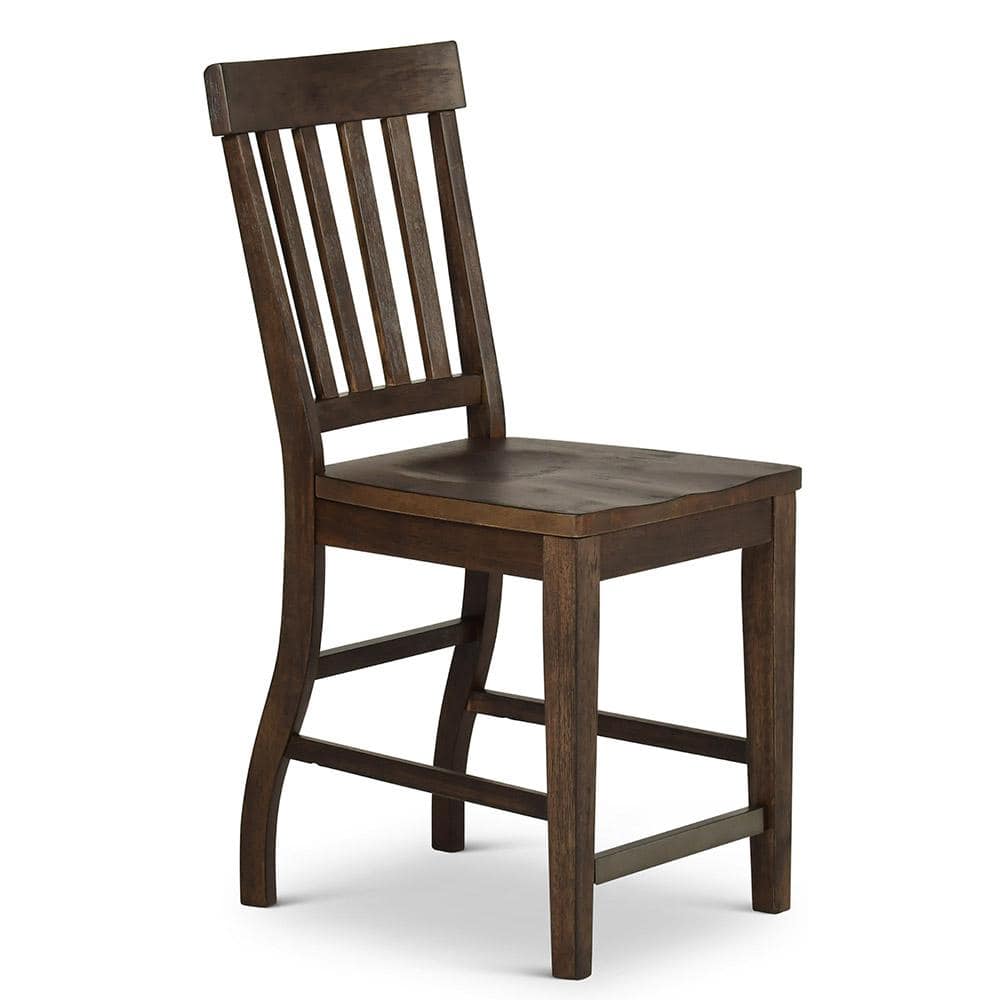 Elegant Transitional Dark Oak Wood Counter Stools, Set of 2