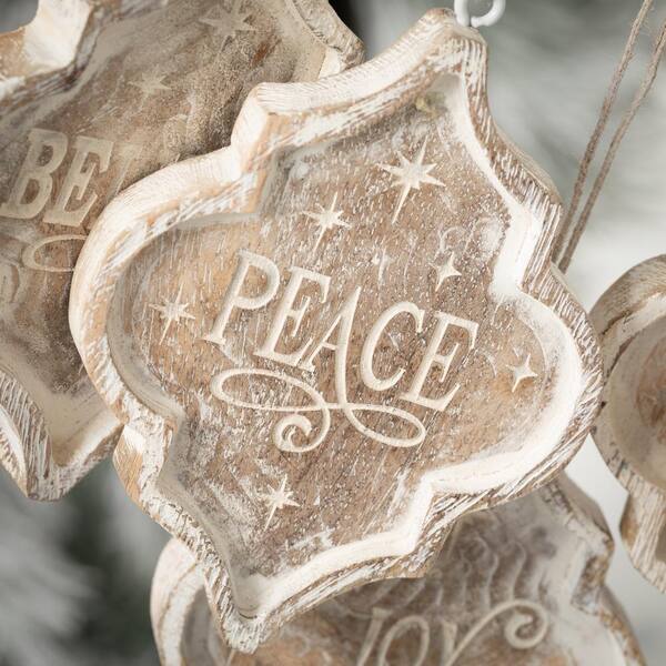 Sullivans 6.25 in. Wood Snowflake Ornament - Set of 3, White Christmas Ornaments