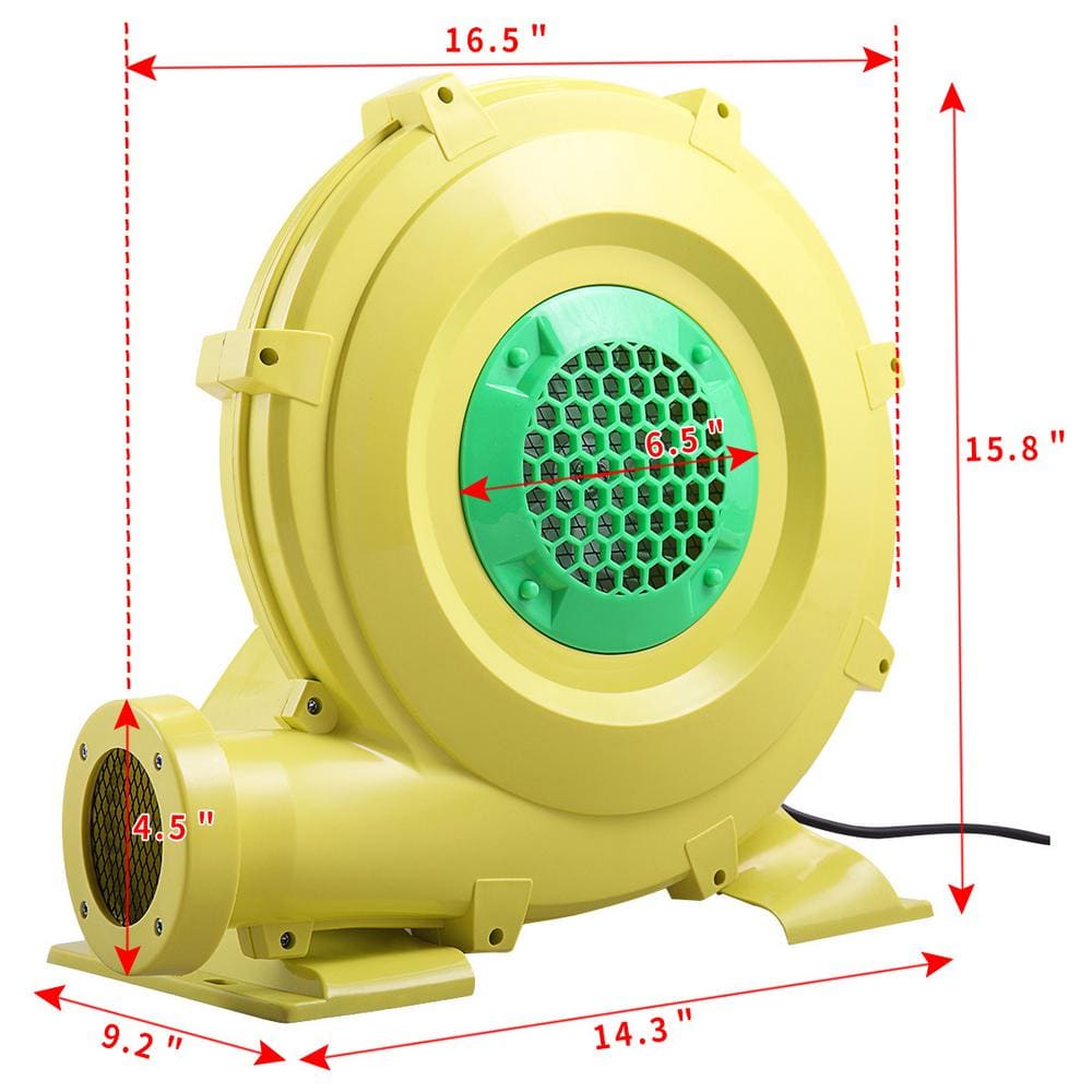 Yellow and Green 950 Watt 1.25 HP Inflatable Bounce House Blower