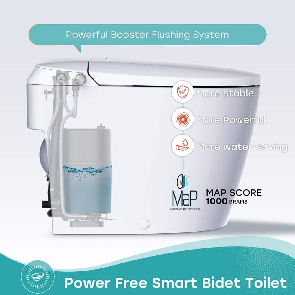 White Elongated Free Standing Non-Electric Smart Bidet Toilet