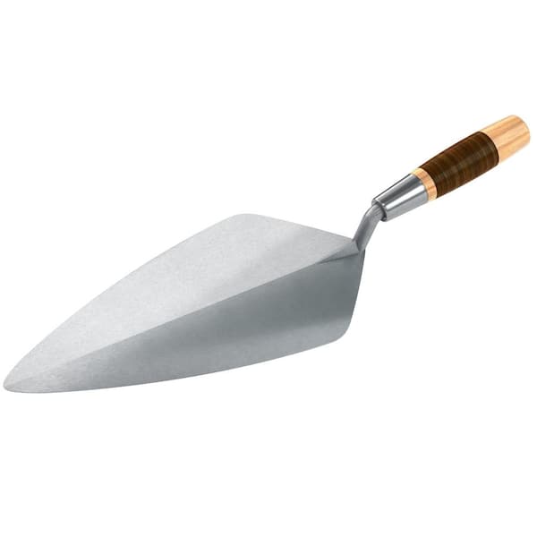 Bon Tool 13 in. Keystone Forged Steel Narrow London Masonry Brick Trowel with Leather Handle