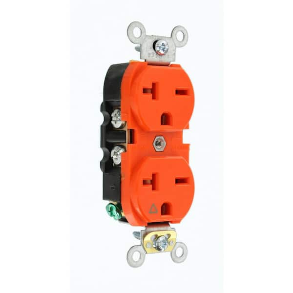 20 Amp 250 V NEMA 6-20R Industrial Grade Isolated Ground Duplex Outlet/Receptacle, Orange (1-Pack) 5462-IG