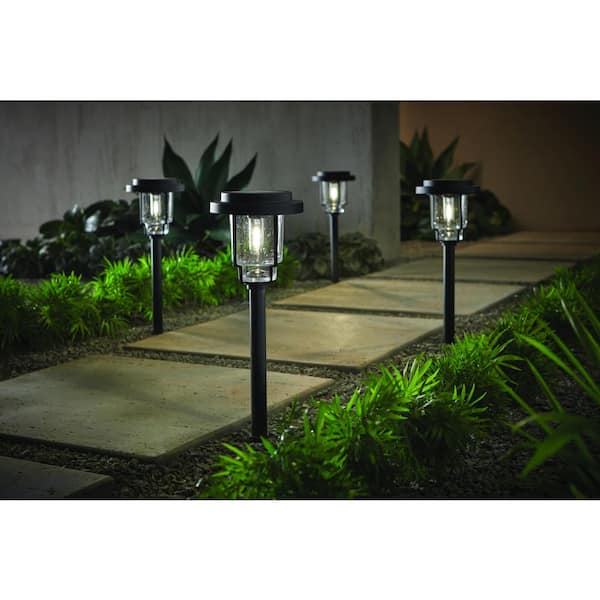 Hampton Bay Berkeley Park 14 Lumen Black LED Weather Resistant Outdoor Solar Path Light with Glass Lens (4-Pack)