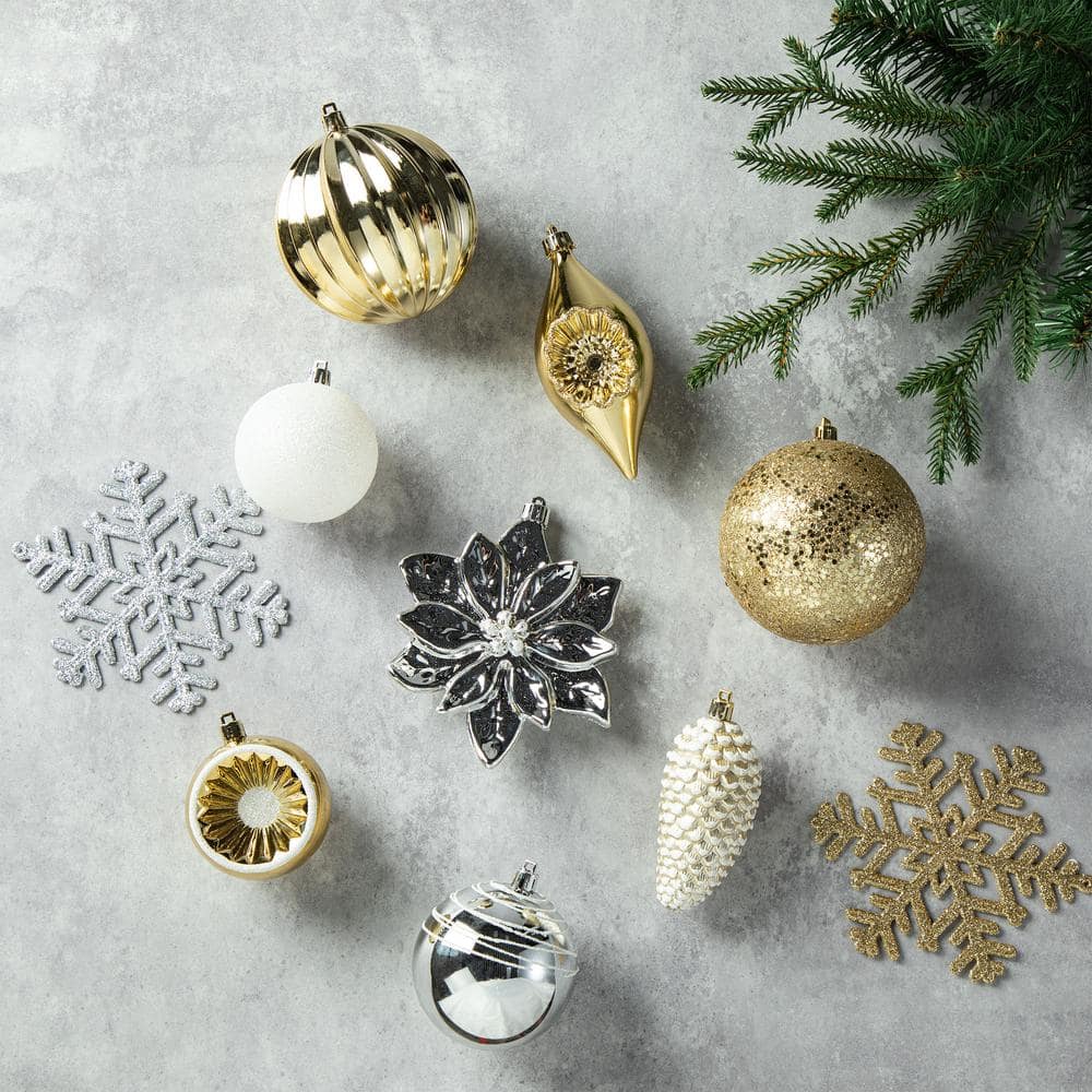 Elegant Silver & Gold Shatterproof Christmas Tree Ornament Set