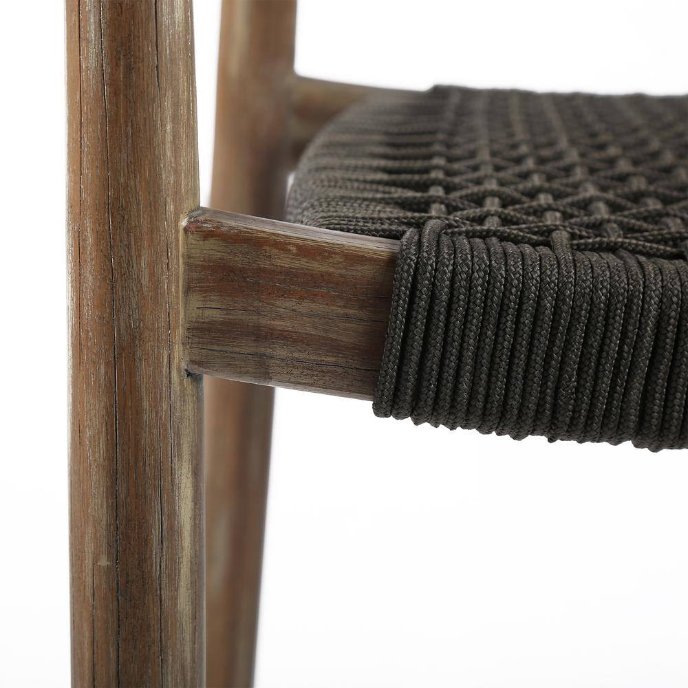 Santo Eucalyptus Wood and Charcoal Rope Arm Chair Set