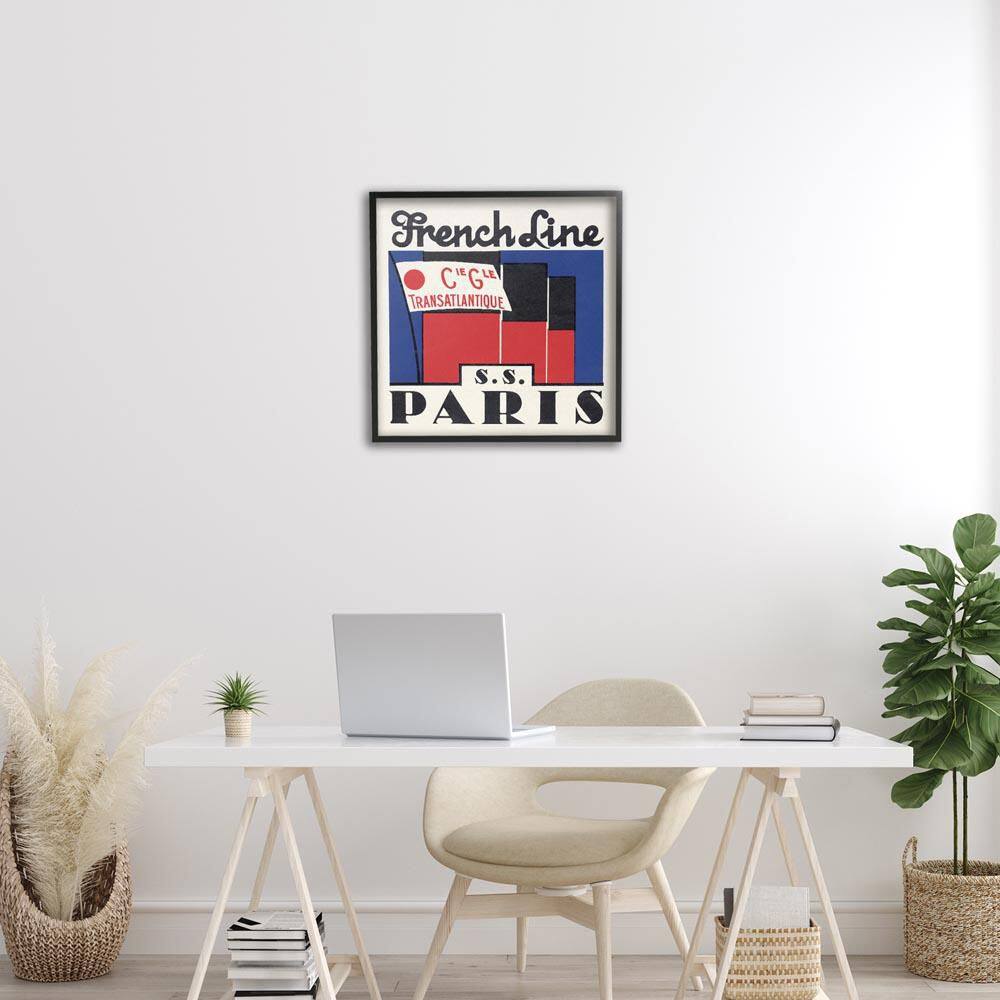 SS Paris Vintage Banner by Phillipa Katz Black Framed Typography Giclee Art Print 24 in. x 24 in.