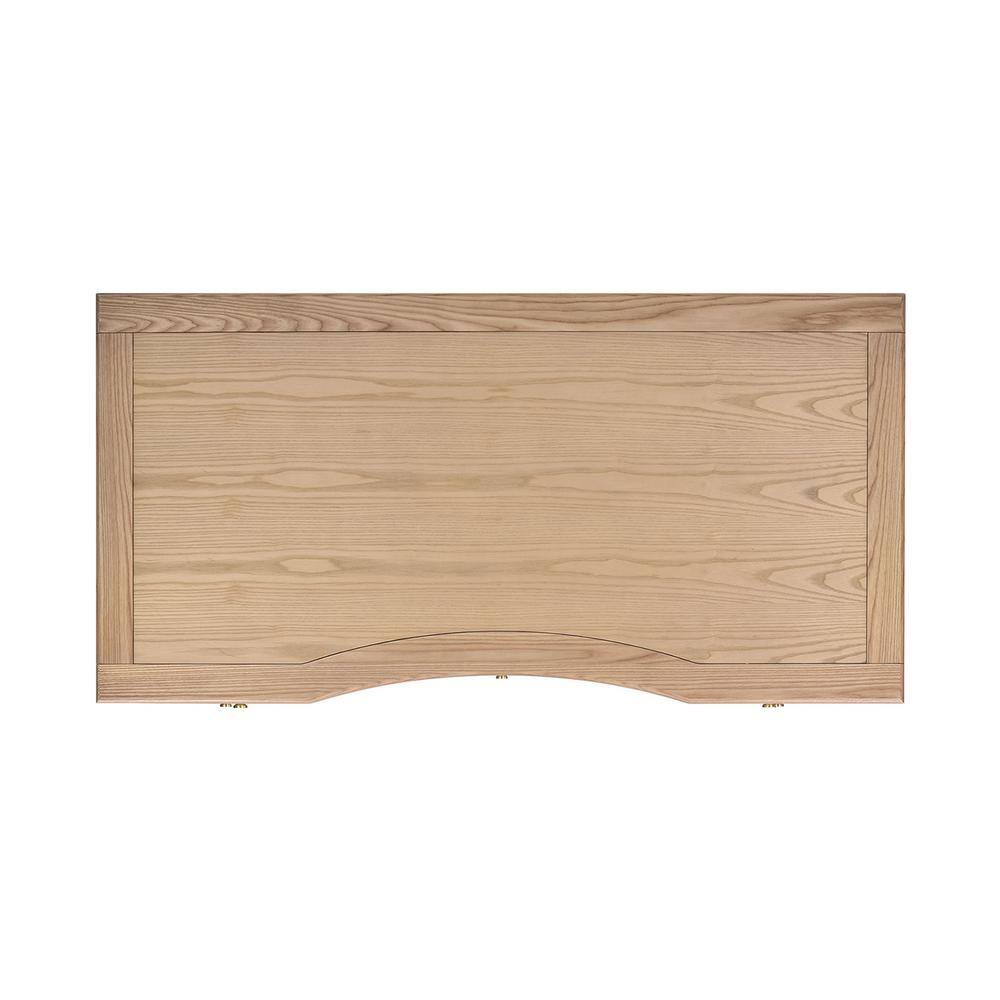 Natural Brown Wood Executive Desk with Gold Accents and Drawers