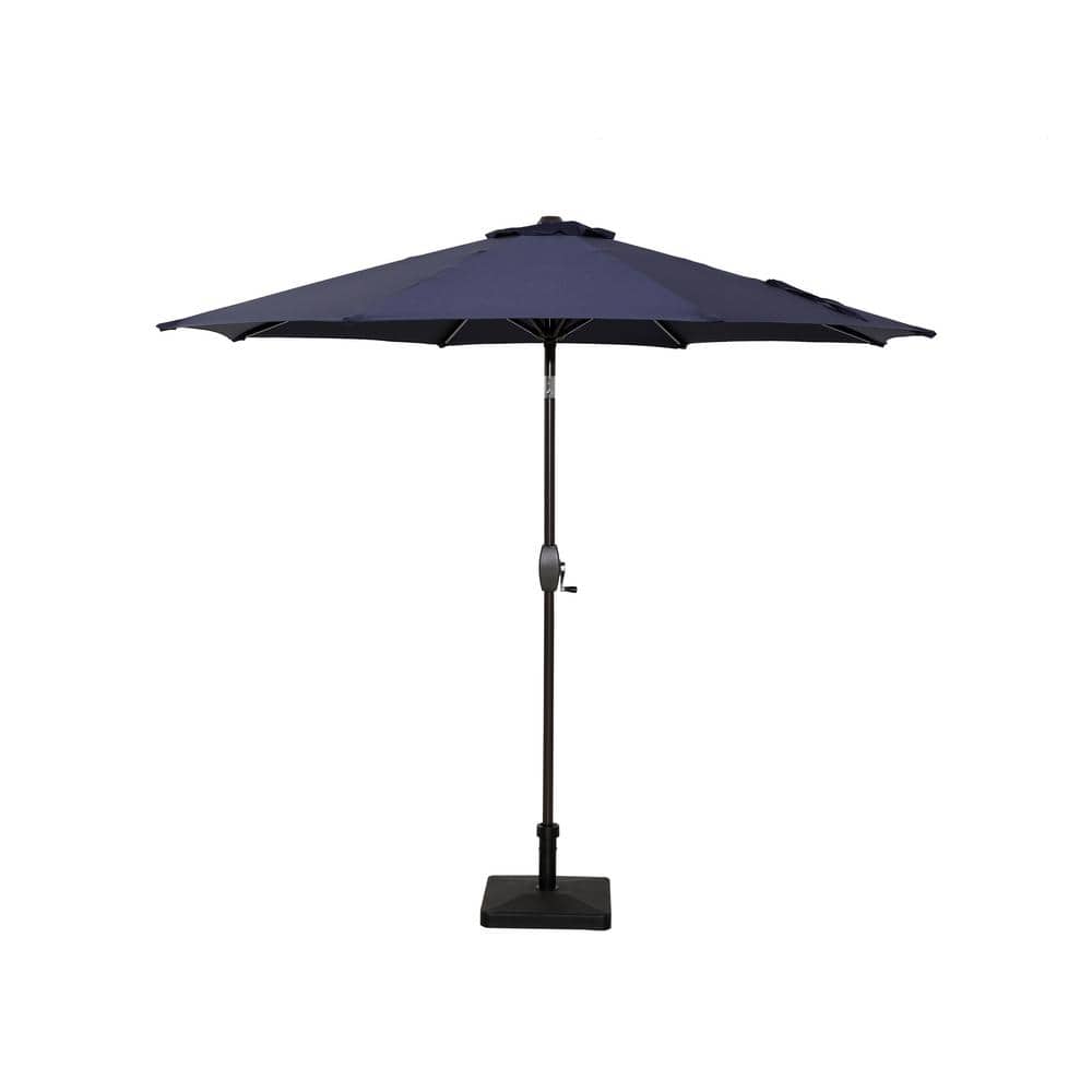 9 ft. Steel Market Outdoor Patio Umbrella in Navy Blue