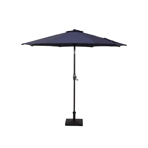 Unbranded 9 ft. Steel Market Outdoor Patio Umbrella in Navy Blue