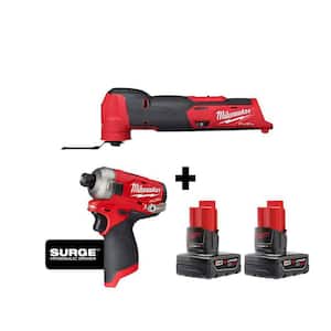 M12 FUEL 12V Lithium-Ion Cordless Oscillating Multi-Tool and Impact Driver with Two 3.0 Ah Batteries