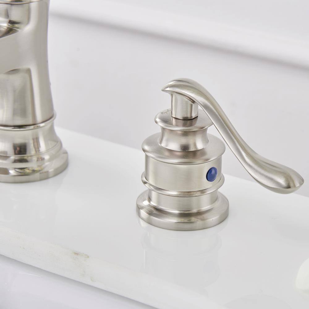 Brushed Nickel 8-Inch Widespread Waterfall Bathroom Faucet