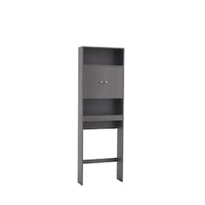 24.8 in. W x 7.87 in. D x 76.77 in. H Gray MDF Bathroom Over-the-Toilet Storage, with 3-Shelves and 1-Cabinet