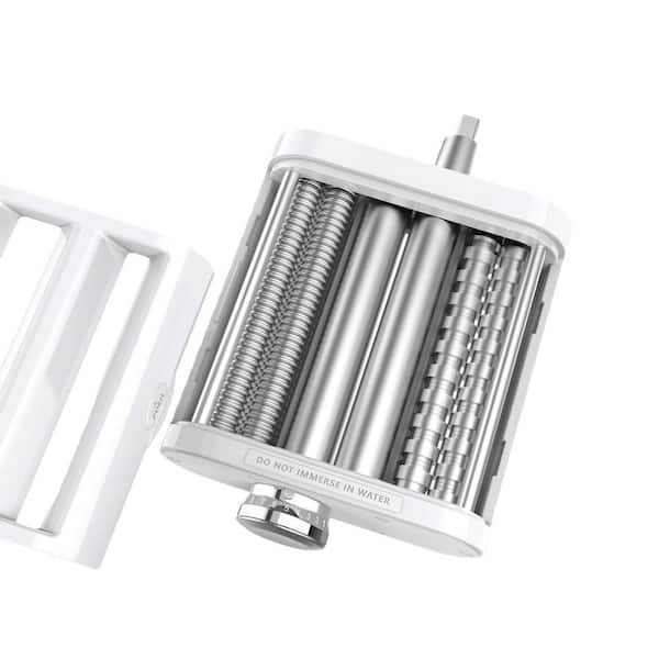 White Plastic Pasta Maker Attachment 3 in 1 Set Includes Pasta Roller Spaghetti Cutter Fettuccine Cutter